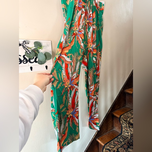 New Look Tropical Green Wide Leg Jumpsuit